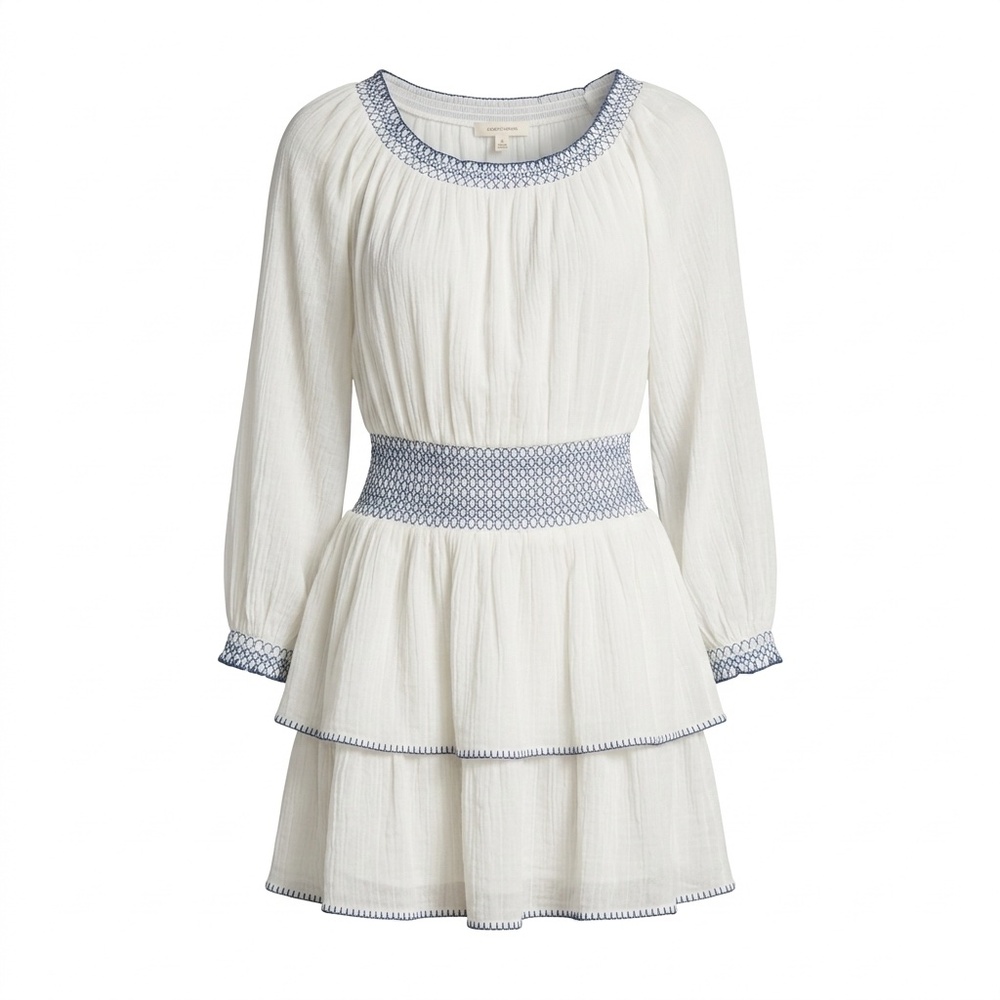 Blue and White Mini Crepe Dress